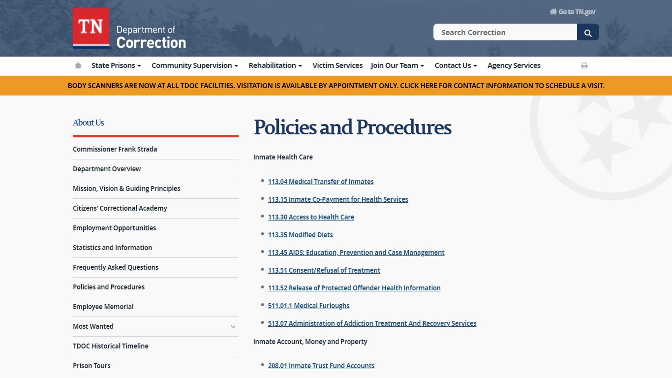 Policies and Procedures - Tennessee State Government - TN.gov